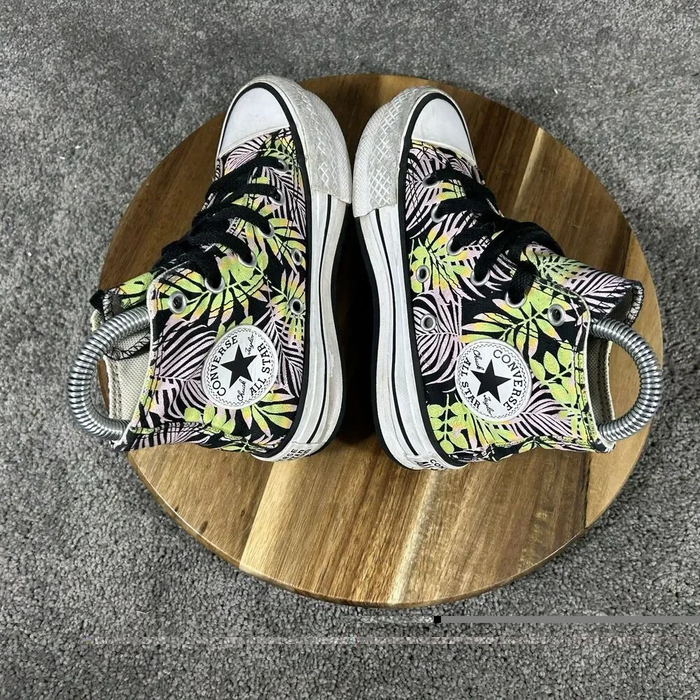 Converse CTAS Eva Lift High A00446F Youth Size 12 Palm Leaf Platform Shoes Used